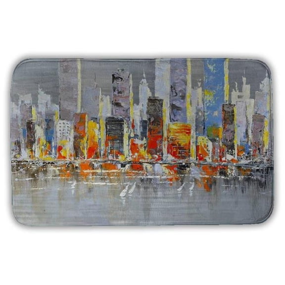Begin Home Decor 5930-2134-CI41 21 x 34 in. Color Splash Cityscape Bath Mat - Blue Building Home Decor