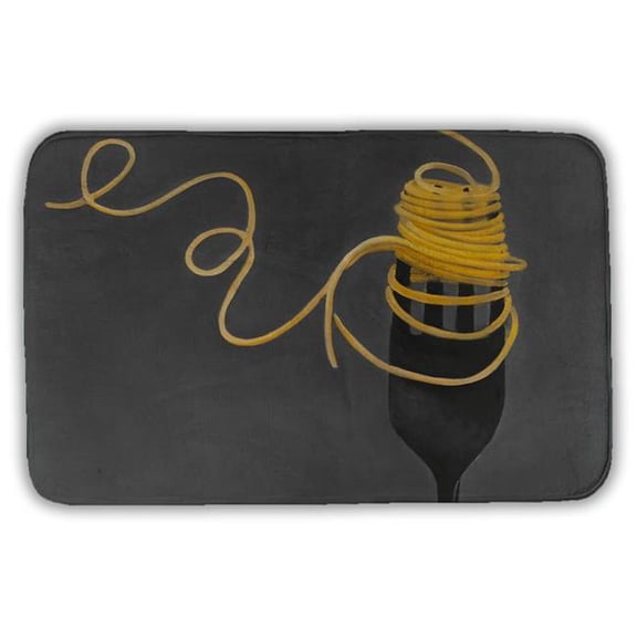 Begin Home Decor 5930-2134-GA47 21 x 34 in. Gastronomy Kitchen Bath Mat - Spaghetti Pasta Fork Design