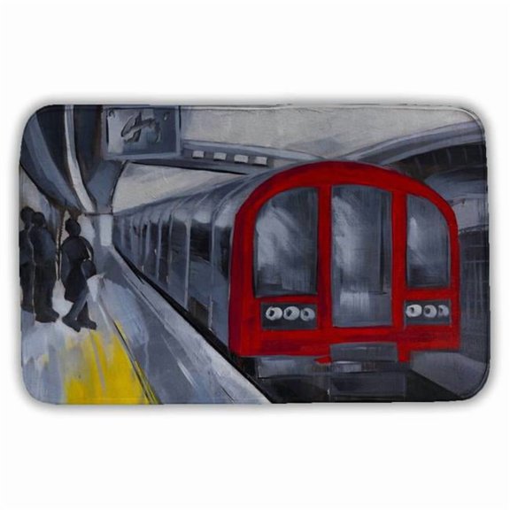 Begin Home Decor 5930-2134-TR27 21 x 34 in. People Waiting Metro - Transportation Blue Bath Mat for Home Decor