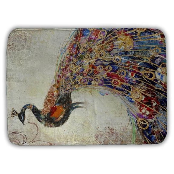 Begin Home Decor 5930-2417-AN11 17 x 24 in. Majestic Peacock Animal Bird Orange Bath Mat - Home Decor