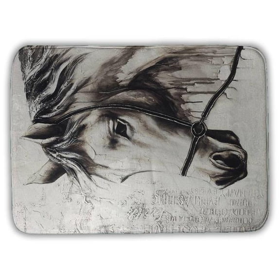 Begin Home Decor 5930-2417-AN69 17 x 24 in. White Horse Bath Mat - Alpha Animal Bedroom Decor