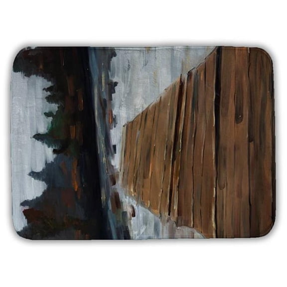 Begin Home Decor 5930-2417-CO109 17 x 24 in. Dock & Lake Rustic Bath Mat - Bedroom Trees Home Decor