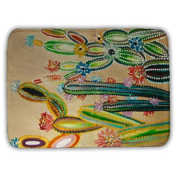 Begin Home Decor 5930-2417-FL364 17 x 24 in. Desert Gems Botanical Yellow Bath Mat - Home Decor Essential