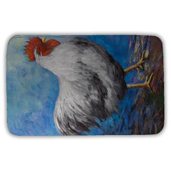 Begin Home Decor 5930-3421-AN201 21 x 34 in. Gray Rooster Farm Animals Bath Mat - Kitchen Home Decor