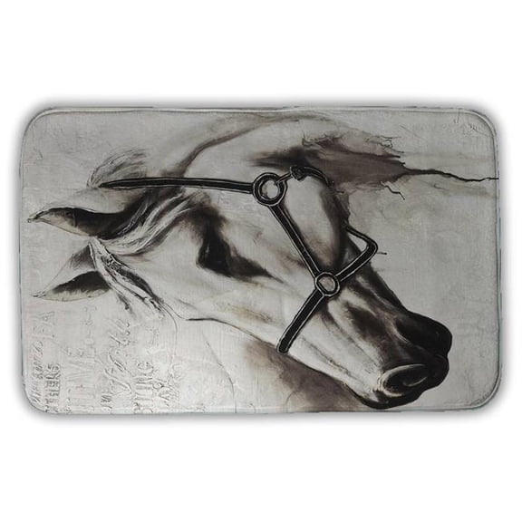 Begin Home Decor 5930-3421-AN70 21 x 34 in. Flicka The White Horse Bath Mat - Farm Animals Home Decor