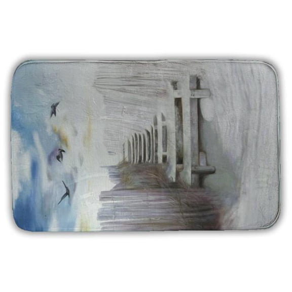 Begin Home Decor 5930-3421-CO141 21 x 34 in. Break at the Beach Bird Bath Mat - Coastal Home Decor