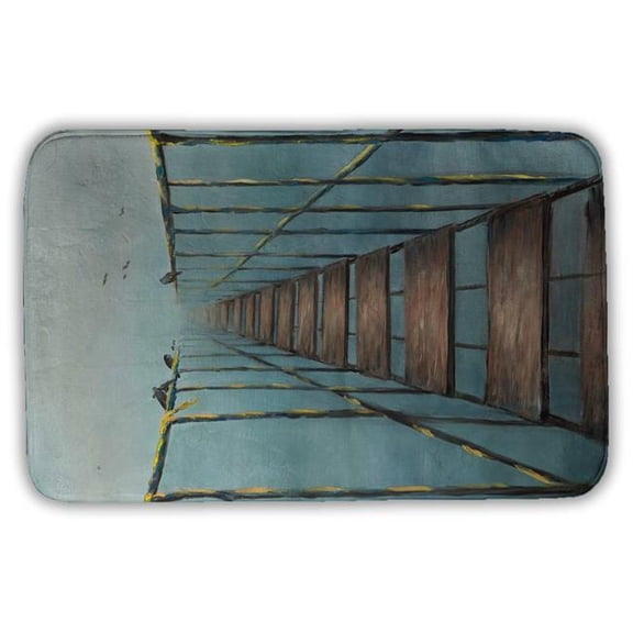 Begin Home Decor 5930-3421-LA48 21 x 34 in. In the Jungle Bedroom Bridge Blue Bath Mat - Home Decor