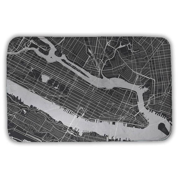 Begin Home Decor 5930-3421-TV16 21 x 34 in. York City Plan Industrial Gray Shapes Bath Mat - Home Decor