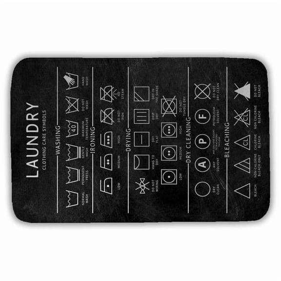 Begin Home Decor 5930-3421-TY24 21 x 34 in. Laundry Symbols Bath Mat - Industrial Home Decor Style