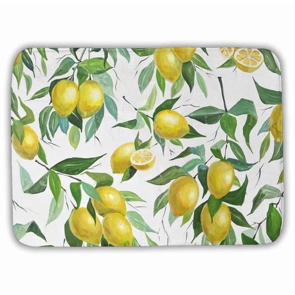 Begin Home Decor C1BM1724HRLYQE 17 x 24 in. Lemon Pattern Kitchen Yellow Bath Mat - Stylish Home Decor