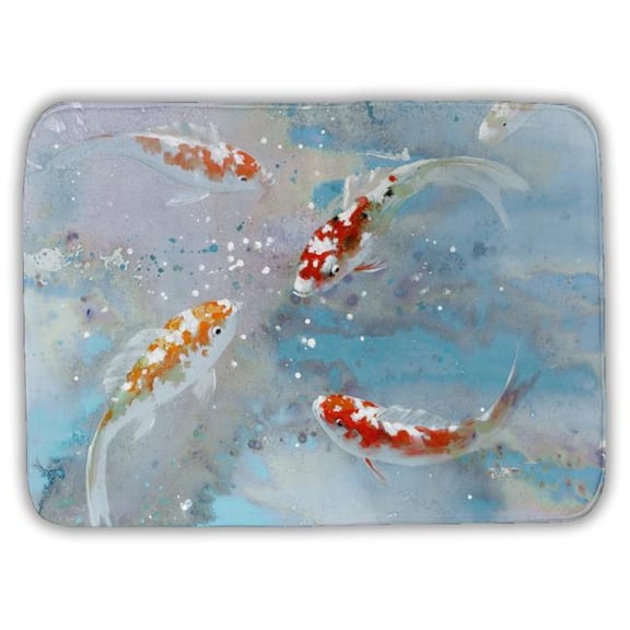 Begin Home Decor C1BM1724UW1MBG 17 x 24 in. Koi Fish Bath Mat - Orange Home Decor for Animal Lovers