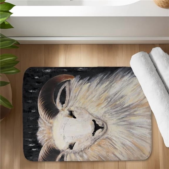 Begin Home Decor C1BM1724XEWESR 17 x 24 in. Bushy Ram Livingroom Farm Animals Bath Mat - Home Decor