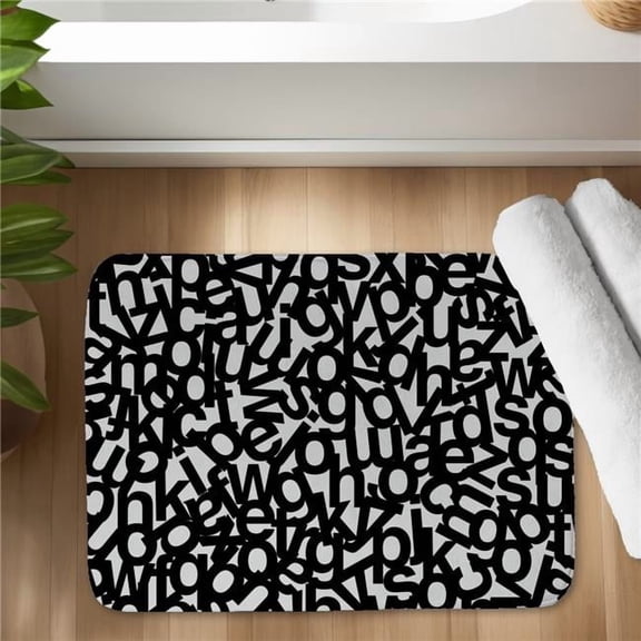 Begin Home Decor C1BM1724XM9BNB 17 x 24 in. Alphabet Office Monochrome Bath Mat for Home Decor - Stylish