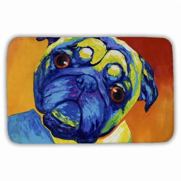 Begin Home Decor C1BM21344A2G0M 21 x 34 in. Curious Pug Yellow Bath Mat - Cute Pets Home Decor Accent