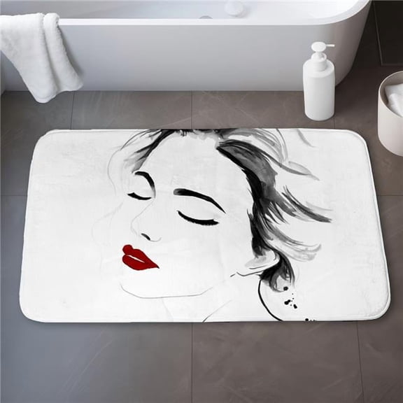 Begin Home Decor C1BM2134AH0CUU 21 x 34 in. Right Side Watercolor Lady Portrait Bath Mat - Bedroom Decor