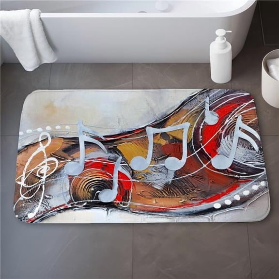 Begin Home Decor C1BM2134CGX6NX 21 x 34 in. Abstract Serenade - Contemporary Musical Bath Mat for Home Decor