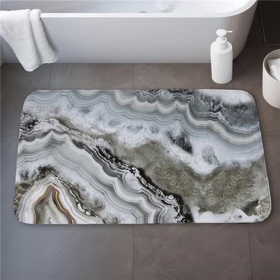 Begin Home Decor C1BM2134HZ8COL 21 x 34 in. Abstract Geode - Minerals Gray Bath Mat for Home Decor