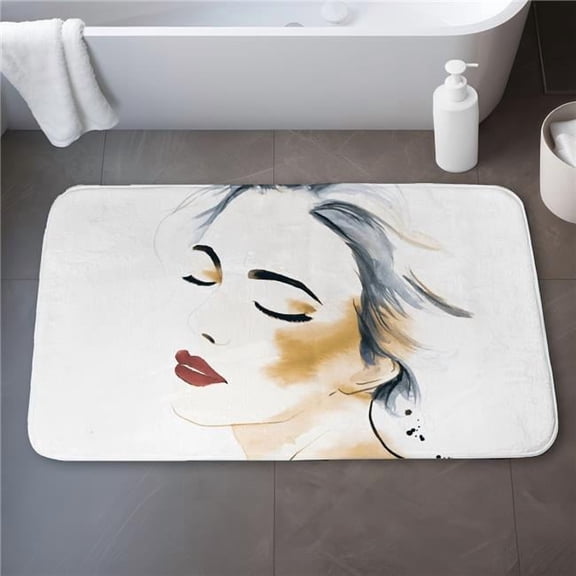 Begin Home Decor C1BM2134K4LYGV 21 x 34 in. Right Side Watercolor Serenely Lady Portrait Bath Mat - Blue Decor