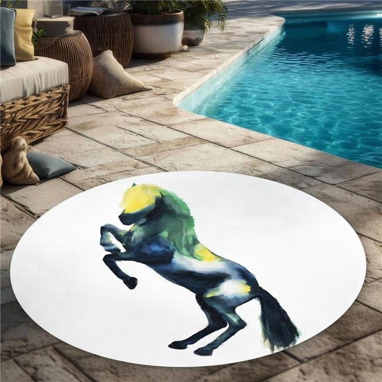 Greetings Rug Begin Home Decor C1COAR551XHN33 5 x 5 ft. Greeting Horse Farm Animals ...