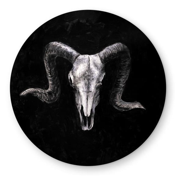 Begin Home Decor C1COAR553MGBVP 5 x 5 ft. Ram Skull Grunge Style Rug - Rustic Animals Outdoor Decor - Round