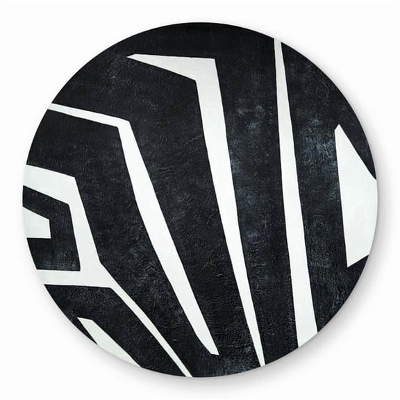 Begin Home Decor C1COAR55B9VLKU 5 x 5 ft. Labyrinth Black & White Abstract Round Outdoor Area Rug
