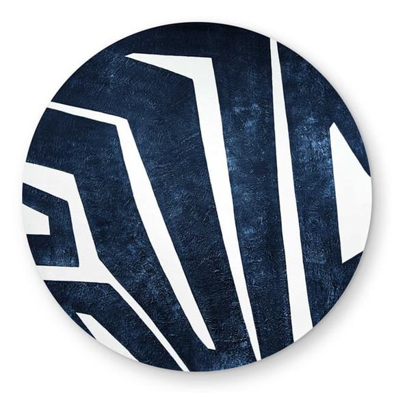 Begin Home Decor C1COAR55BGBKIV 5 x 5 ft. Blue Labyrinth - Modern Man Cave Round Outdoor Area Rug