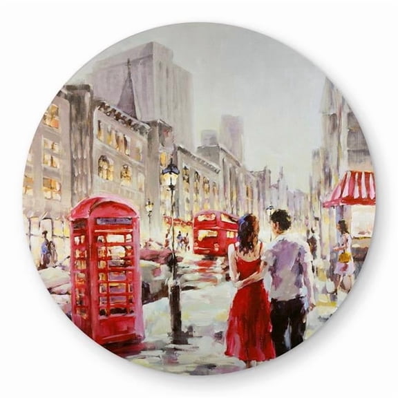 Begin Home Decor C1COAR55G7JAXS 5 x 5 ft. Couple Walking Red Bedroom Round Outdoor Area Rug - Home Decor