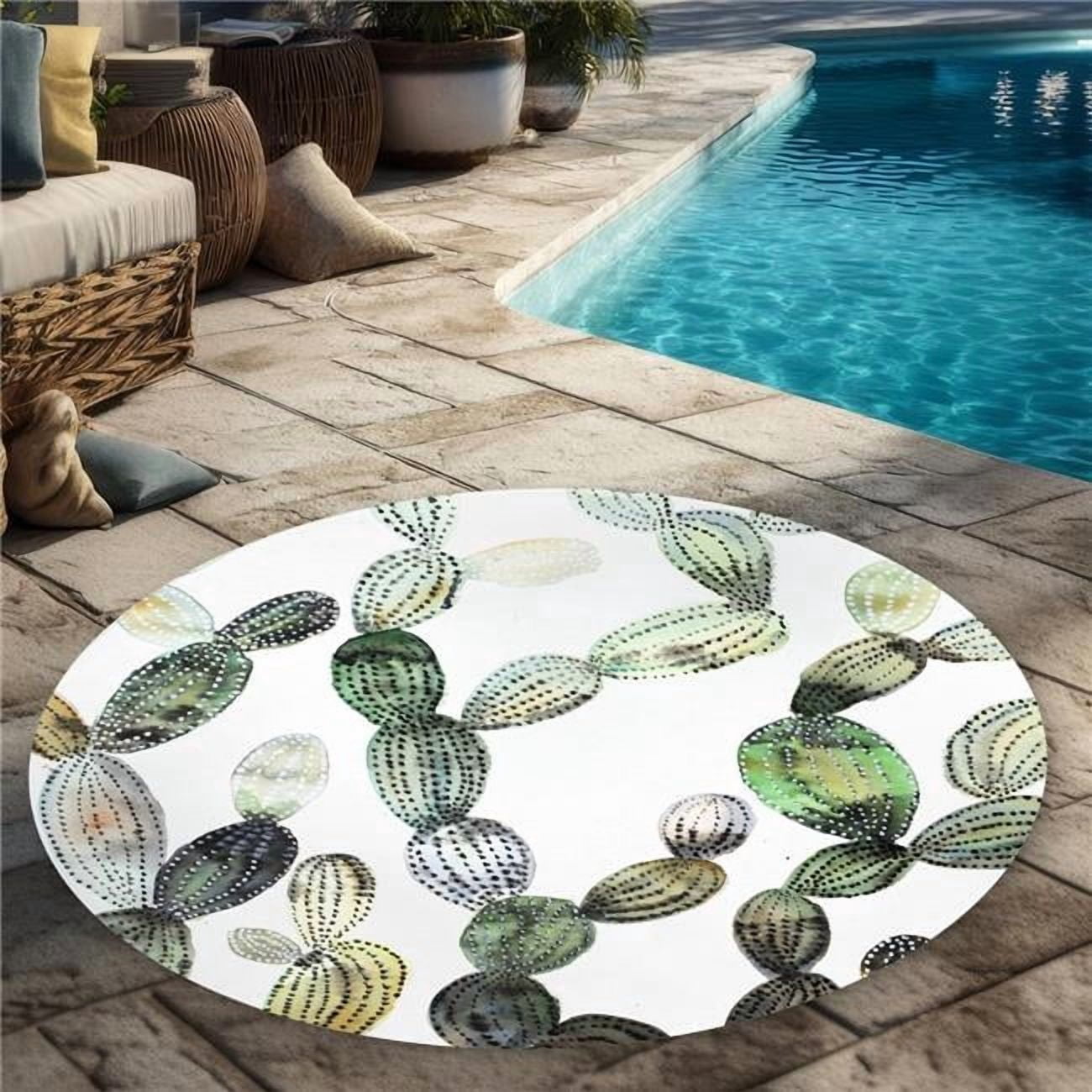 Begin Home Decor C1COAR55GIA6NT 5 x 5 ft. Pattern Opuntia Cactus Rug ...