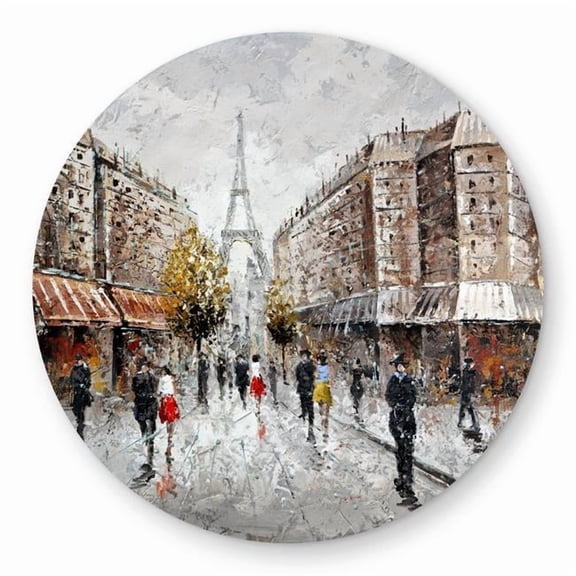 Begin Home Decor C1COAR55OJSGWD 5 x 5 ft. Paris Busy Street Rug - Romantic Outdoor Bedroom Decor - Round