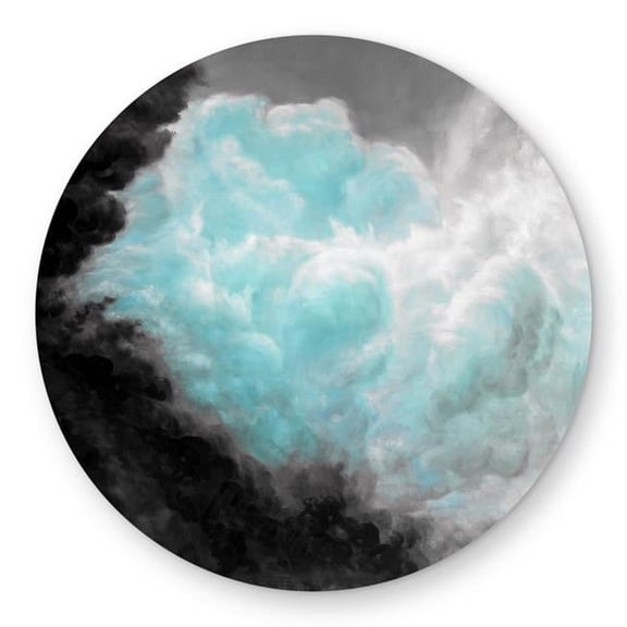Begin Home Decor C1COAR55Q24ZHG 5 x 5 ft. Turquoise Clouds - Blue Bathroom Round Outdoor Area Rug