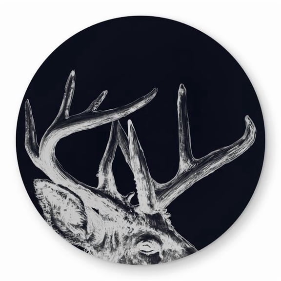 Begin Home Decor C1COAR55QP23P9 5 x 5 ft. Blue Roe Deer Plume Rug - Gray Man Cave Outdoor Decor - Round
