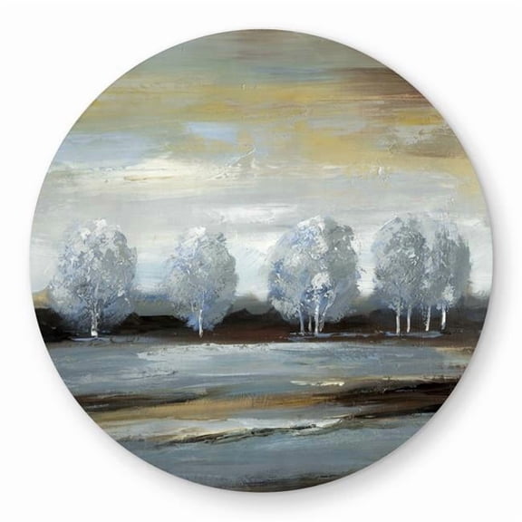 Begin Home Decor C1COAR55TUIIAE 5 x 5 ft. Gray Landscape - Livingroom Trees Outdoor Area Rug for Home Decor - Round