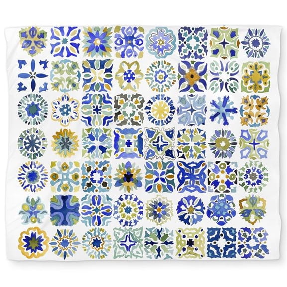 Begin Home Decor C1DCKSW00HSPYS Watercolor Moroccan Tile King Size Duvet Cover - Bohemian Home Decor