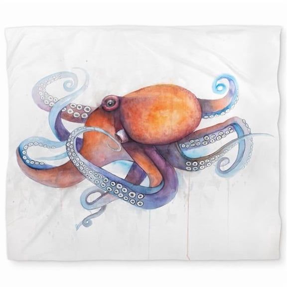 Begin Home Decor C1DCKSW027XRWU Colorful Octopus Profile King Size Duvet Cover - Kids Art Home Decor