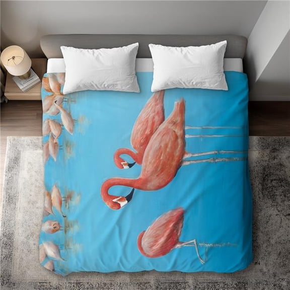 Begin Home Decor C1DCKSW08HHVOX Group of Flamingos - Exotic Bird King Size Duvet Cover for Home Decor