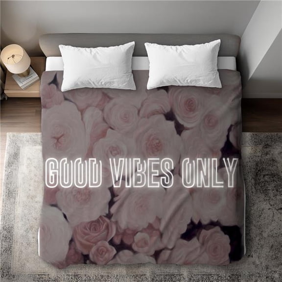 Begin Home Decor C1DCKSW0BPCW36 Good Vibes Only - Roses Modern King Size Duvet Cover - Home Decor