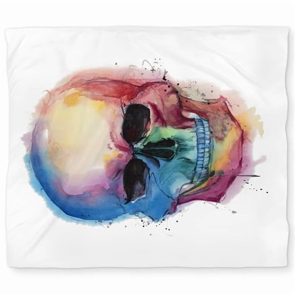 Begin Home Decor C1DCKSW0Q70ZMK Watercolor Colorful Skull King Size Duvet Cover - Living Room Decor