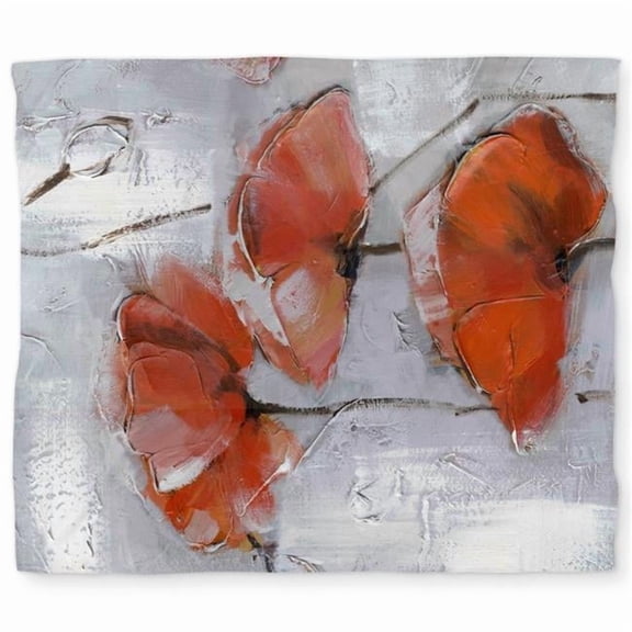 Begin Home Decor C1DCKSW0UDFNQY Abstract Poppies Gray King Size Duvet Cover - Contemporary Floral Decor