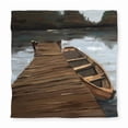 thumbnail image 1 of Begin Home Decor C1DCQSW06LL7A4 Lake Dock & Boat Queen Size Duvet Cover Coastal Home Decor, 1 of 1