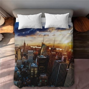 Begin Home Decor C1DCQSW0I7G3H6 City of York by Dawn Queen Size Duvet Cover - Hyperrealist Decor