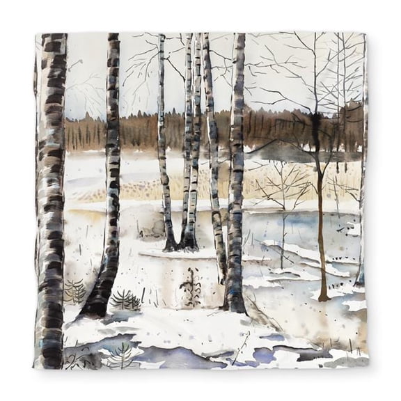 Begin Home Decor C1DCQSW0P8DP12 Winter Swamp Snow Queen Size Duvet Cover - White Back Home Decor