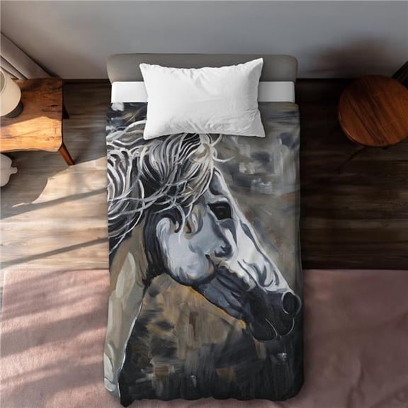 Begin Home Decor C1DCTSW0DNQZ3Y Side of A Wild Horse Twin Size Duvet Cover - Living Room Animals Decor
