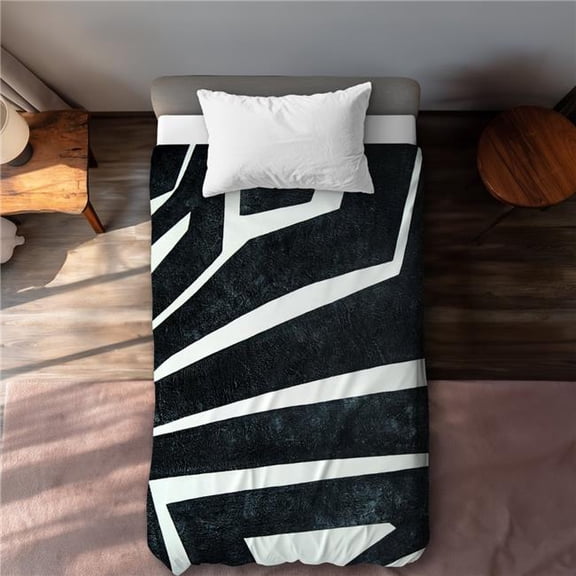 Begin Home Decor C1DCTSW0ST6YPM Labyrinth Black & White Shapes Twin Size Duvet Cover - Home Decor
