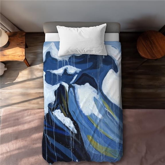 Begin Home Decor C1DCTXLWE7XE6S Wave in Motion - Classic Blue Coastal Twin Size Extra Long Duvet Cover - Home Decor