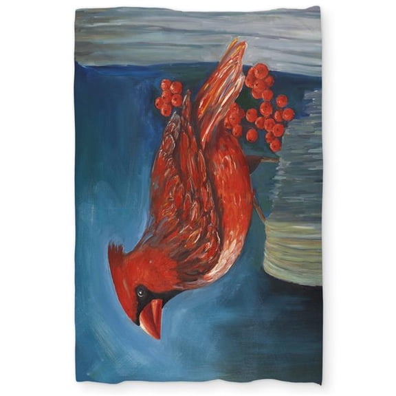 Begin Home Decor C1DCTXLWO7CGTP Redbreast Bird on A Branch Twin Size Extra Long Duvet Cover - Contemporary Livingroom