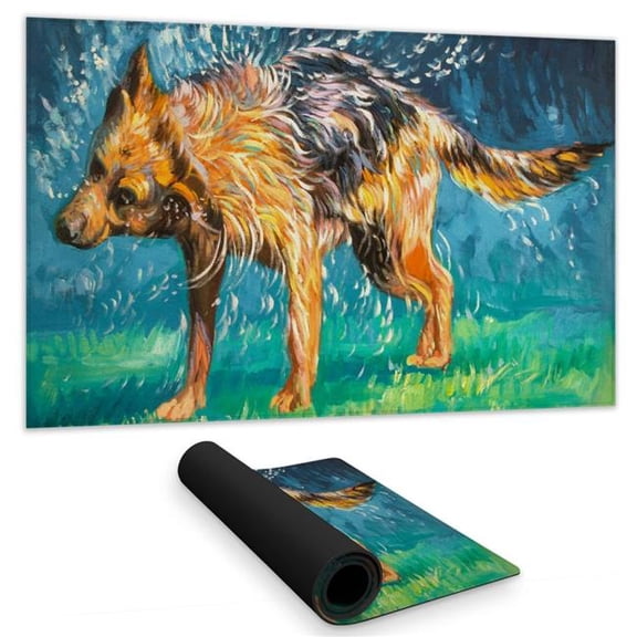 Begin Home Decor C1DM1424BFA8HR 14 x 24 in. Blue Animals Desk Mat - Spin-Dry German Shepherd Decor
