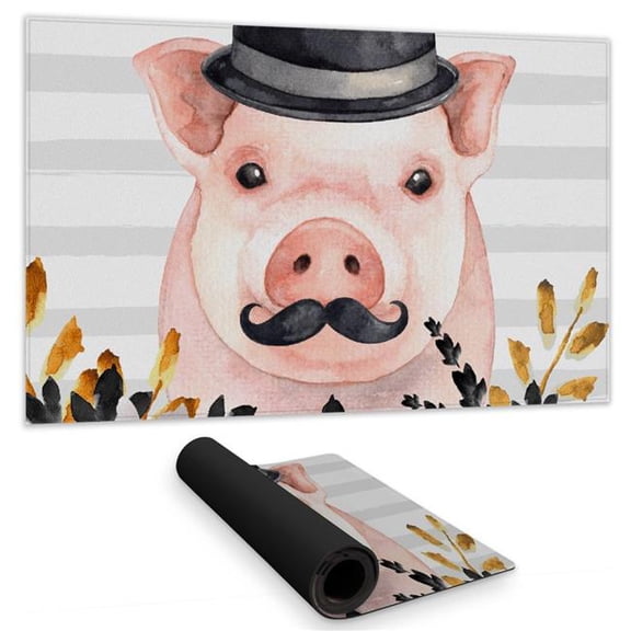 Begin Home Decor C1DM1424EDHW5O 14 x 24 in. Gray Farm Animals Desk Mat - Small Detective Pig Home Decor
