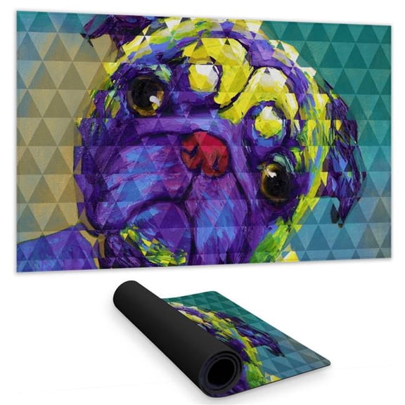 Begin Home Decor C1DM1424F4ZKU3 14 x 24 in. Geometric Curious Pug Desk Mat - Stylish Home Decor Accessory