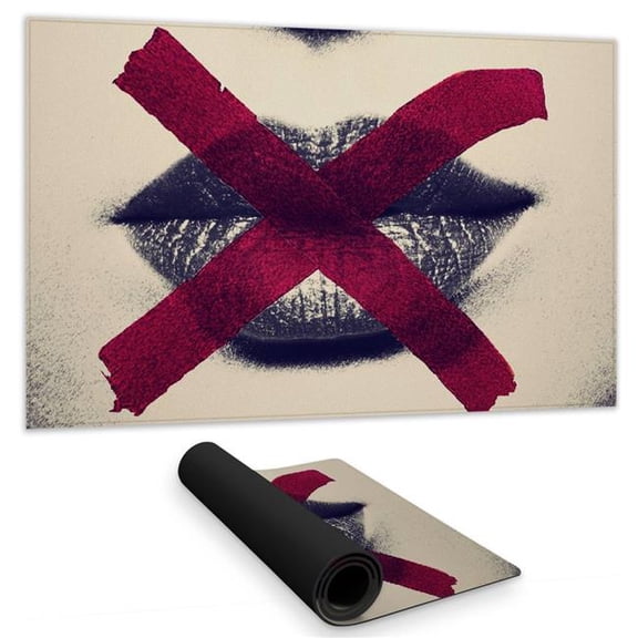 Begin Home Decor C1DM1424I84NHE 14 x 24 in. Grayscale Lips Desk Mat - Modern Beauty Home Decor