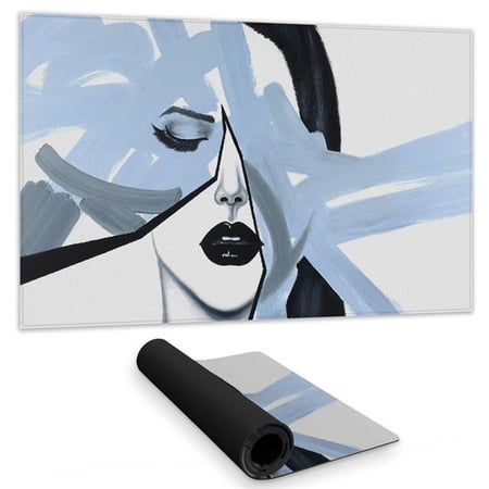 Begin Home Decor C1DM1424KMC0YL 14 x 24 in. Abstract Blue Woman Portrait Desk Mat - Contemporary Decor